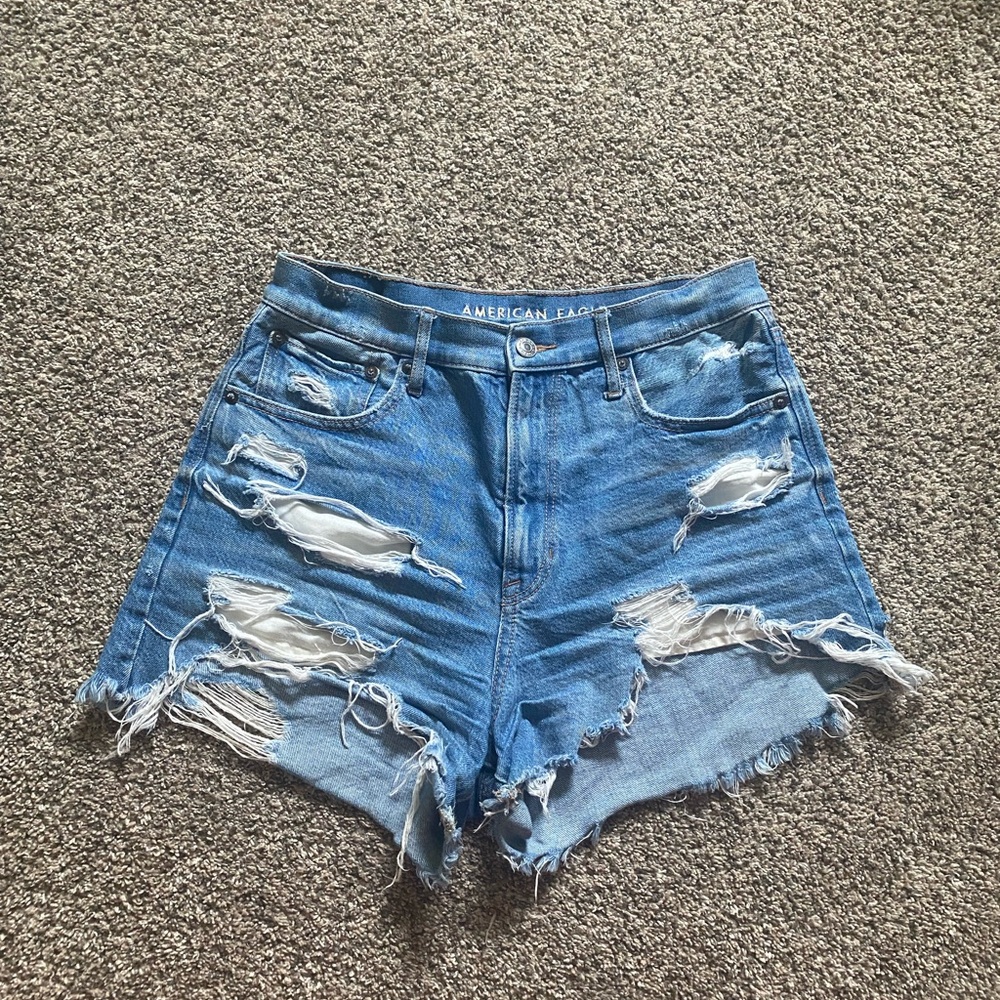 American Eagle Outfitters Blue Distressed Jean Shorts